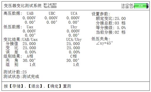 斯科特變壓器測(cè)試結(jié)果屏